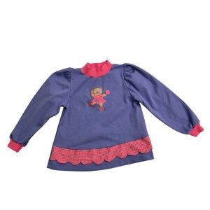 Vintage 1990s Healthtex periwinkle and pink teddy bear ballerina sweatshirt